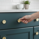 Premium 10 Pack Modern Chic Round Knobs 30mm - Durable Brushed Brass Finish for Cabinets and Drawers