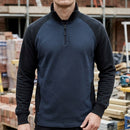 Navy/Black Raglan Zip Neck Work Jumper