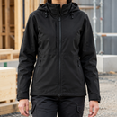 Women's Waterproof Shell Jacket with Adjustable Hood - Black