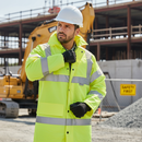 Dark Khaki 4 In 1 High-Visibility Jacket and Bodywarmer with Concealed Hood