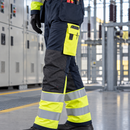 Flame Retardant Holster Pocket Work Trousers - Navy/Hi-Vis Yellow (view 2)