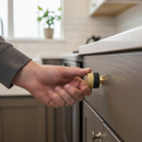 Premium 10 Pack Round Knurled Door Knobs 32mm Brushed Brass & Black Finish for Cabinets and Furniture