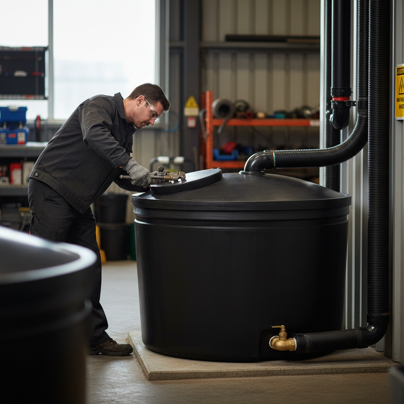 Black Large 900 Litre Cylindrical Water Storage Tank - Heavy Duty