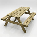 Six seater wooden picnic bench, 30mm pressure-treated timber (view 2)