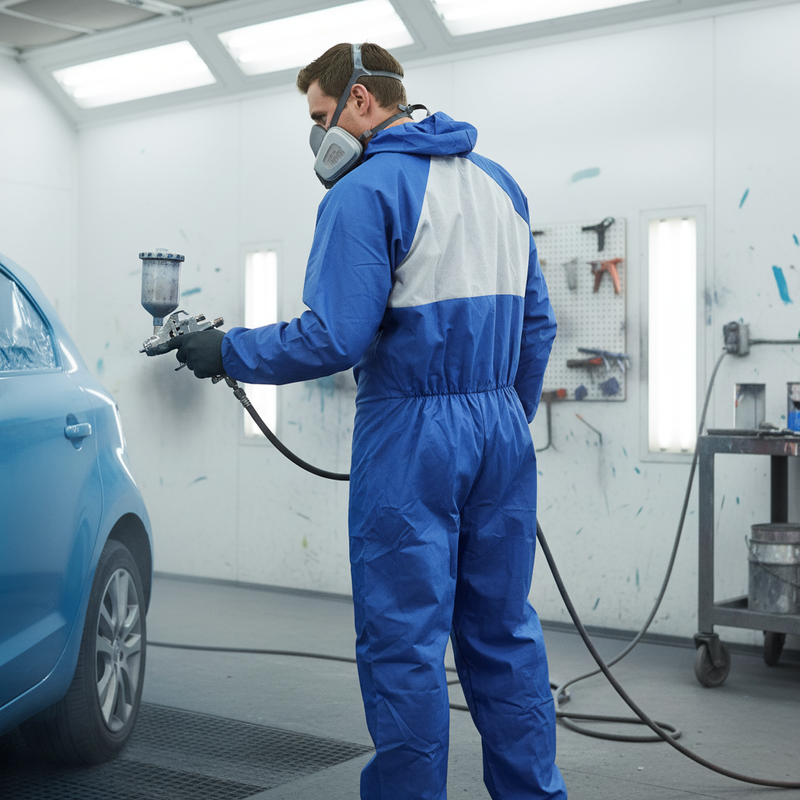 Gray Premium Disposable Coverall - Blue for Hazard Protection