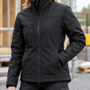 Women's Softshell Stretch Work Jacket with Multiple Pockets - Black (view 2)