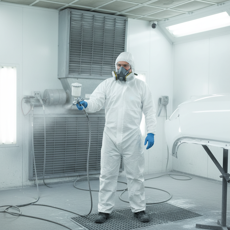 Gray Premium Disposable Protective Coverall with Elasticated Hood and Cuffs