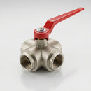 1 1/4" BSP Female 3-Way L-Port Ball Valve 20 Bar Brass (view 2)