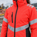 Women's Hi-Vis Insulated Winter Coat - Red Hi-Vis/Black (view 2)