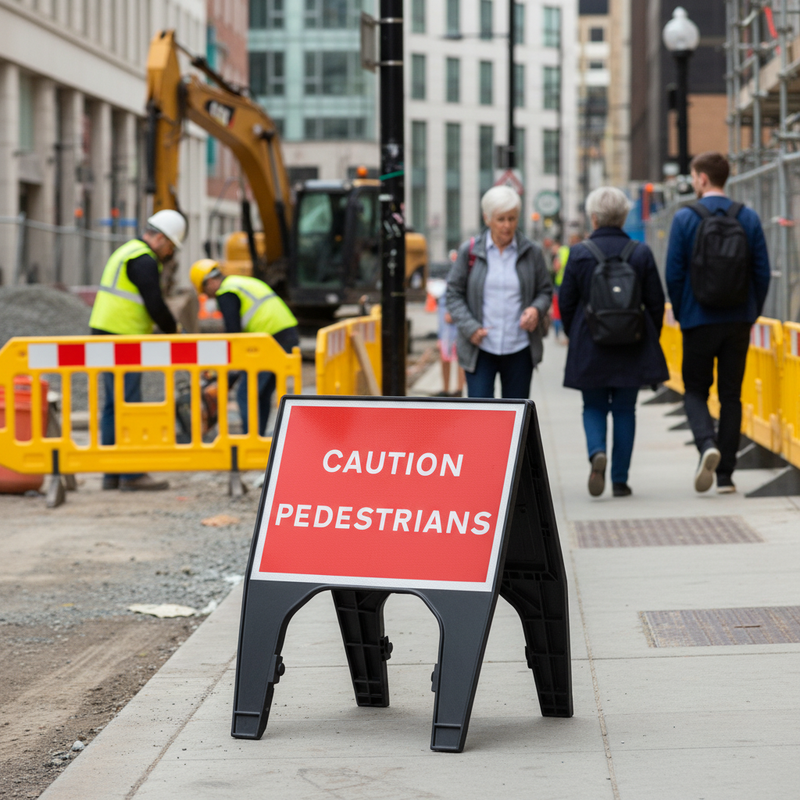 Dark Gray Caution Pedestrians High-Performance Sign 600 x 450mm