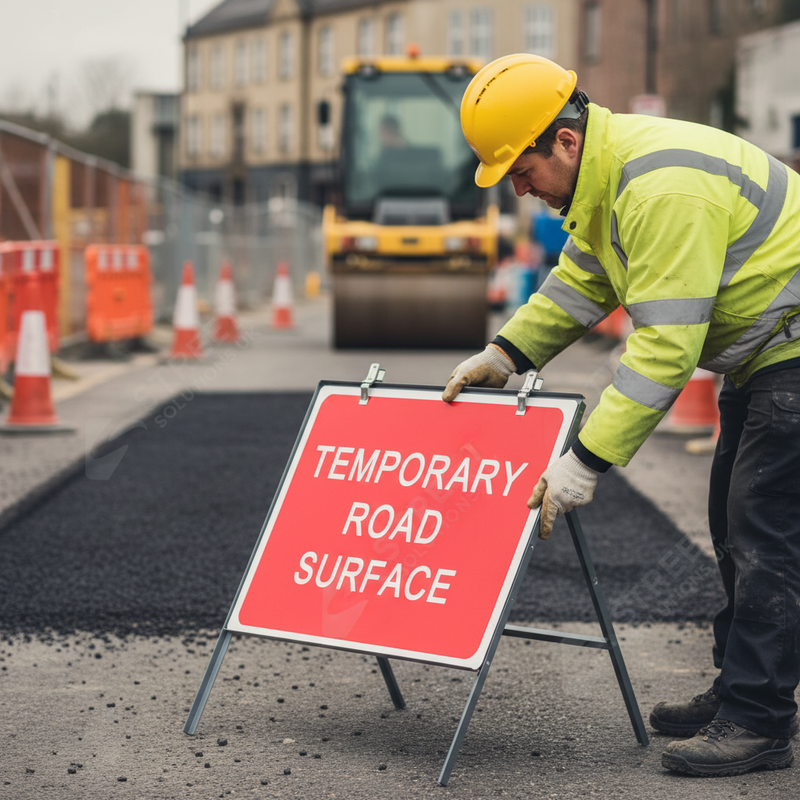 Dim Gray Premium Temporary Road Surface Metal Sign Face 1050mm x 750mm