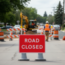 Gray Road Closed Cone Sign - 1050 x 750mm Heavy Duty Traffic Safety Sign
