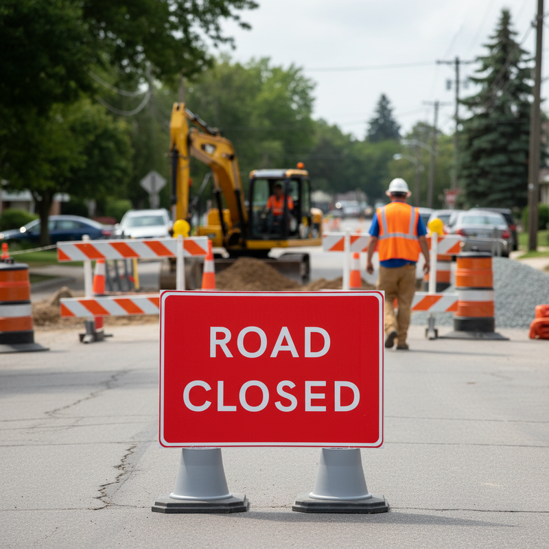 Gray Road Closed Cone Sign - 1050 x 750mm Heavy Duty Traffic Safety Sign