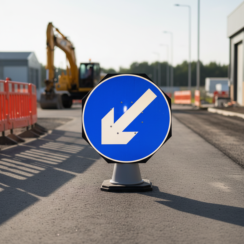 Dim Gray Keep Left/Right Reversible Traffic Cone Sign 750mm - Durable & Lightweight