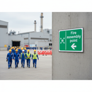 Dark Gray Premium Fire Safety Signs - Fire Assembly Point Left Arrow