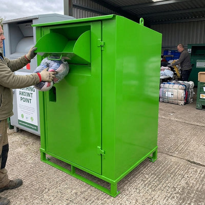 1700 litre lockable clothing donation bin powder coated