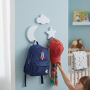 Premium Wall Mounted Night Sky Coat Hooks Set - White Moon and Stars for Kids' Rooms