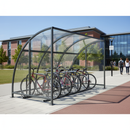 Dark Gray Premium Cycle Shelter with Clear PETG Curved Roof - 1m to 5m Lengths