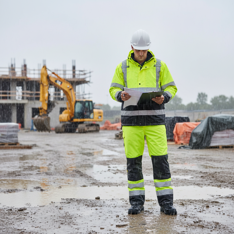 Light Gray Premium Two-tone Hi-vis Waterproof Trousers - Breathable and Durable