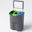 110 Litre Triple Compartment Recycling Bin – Two Open & Liquid Apertures