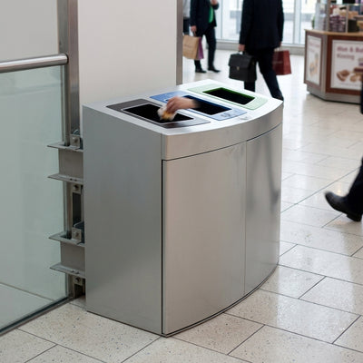 240 Litre Three Compartment Recycling Bin – Galvanised Steel