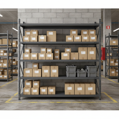 Premium Slotted Angle Metal Shelf - Robust Grey Steel Shelving