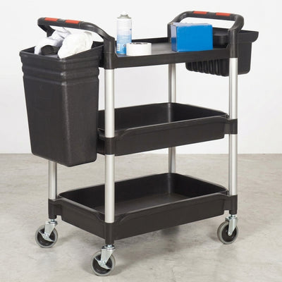 3-Tray Utility Trolley 150kg Capacity with Detachable Buckets