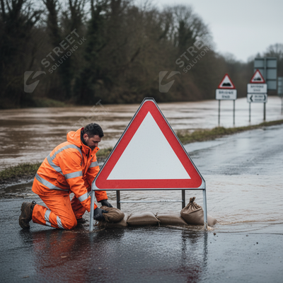 Premium Flood Triangle Metal Sign - 750mm Size for High Visibility