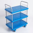 Three-tier platform trolley with mesh ends 300kg capacity (view 2)