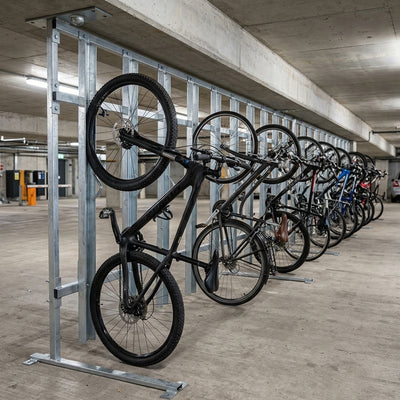 20-space vertical cycle rack galvanised steel surface mounted