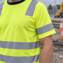 Class 2 High Visibility Short Sleeve Top - Hi-Vis Yellow/Navy (view 2)