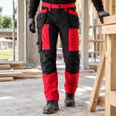 Stretch Work Trousers with Holster Pockets - Red/Black
