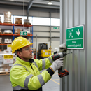 Slate Gray Premium Fire Safety Signs - Downwards Arrow for Assembly Point