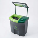 87 Litre Triple Compartment Recycling Bin with Flat Back (view 2)