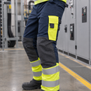 Hi-Vis Class 1 Work Trousers with Knee Protection, Navy/Hi-Vis Yellow (view 2)
