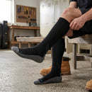 Compression Knee High Work Socks, Reinforced Toe/Heel - Black/Grey
