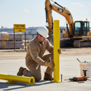 Light Gray Heavy Duty Yellow Galvanised Fixed Bollard - 60mm-219mm Diameters