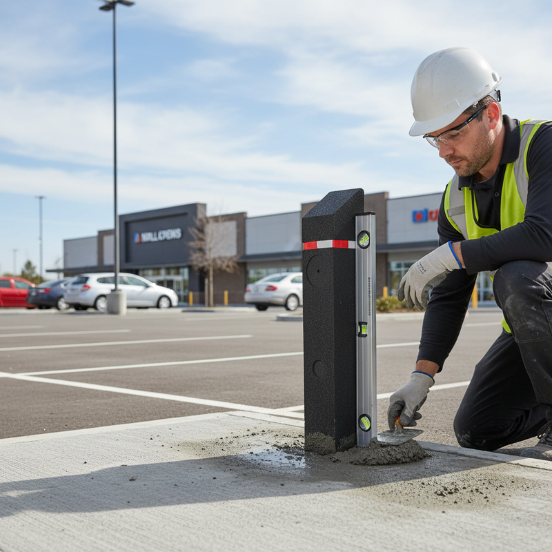 Gray Premium Recycled Rubber Bollard with Pyramid or Sloped Head Styles