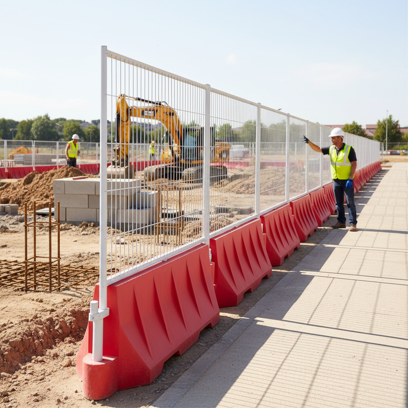 Light Gray Heavy Duty Water-Filled Safety Barrier Fence Panel for Construction Sites