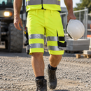 Hi-Vis Yellow/Black Class 1 Flexible Work Shorts EN ISO 20471