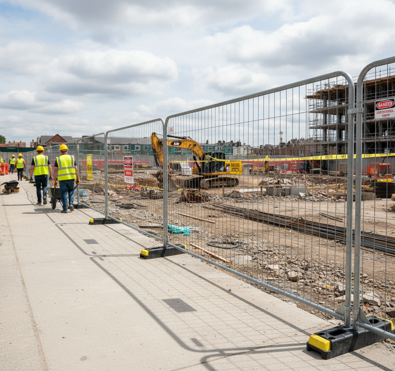 Light Gray 40 x Round Top Heavy Duty Temporary Fencing Panels
