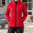 Women's Softshell Work Jacket with Reflective Details - Red/Black