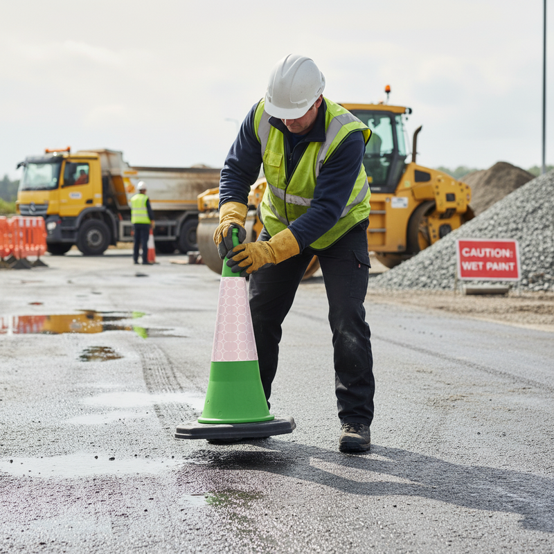 Light Gray Premium Green Traffic Cone - 750mm 2-Piece with High Durability
