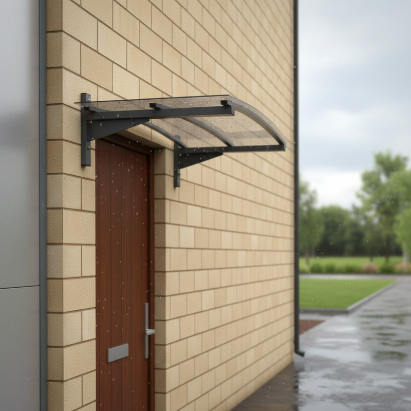Rosy Brown Premium Wall Fixed Canopy with Clear PETG Sheet for Outdoor Protection