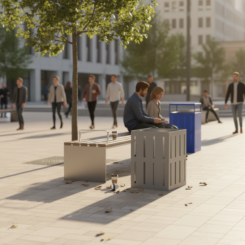 Dim Gray Premium Steel Litter Bin for High Traffic Areas - 45L, 75L, 90L