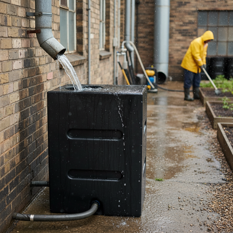 Dark Slate Gray Tall Rectangular 750 Litre Baffled Water Storage Tank - Industrial Grade