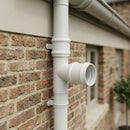 Traditional Aluminium Downpipe Branch 76mm Diameter — RAL 9010 / 92.5 Degrees (in use)