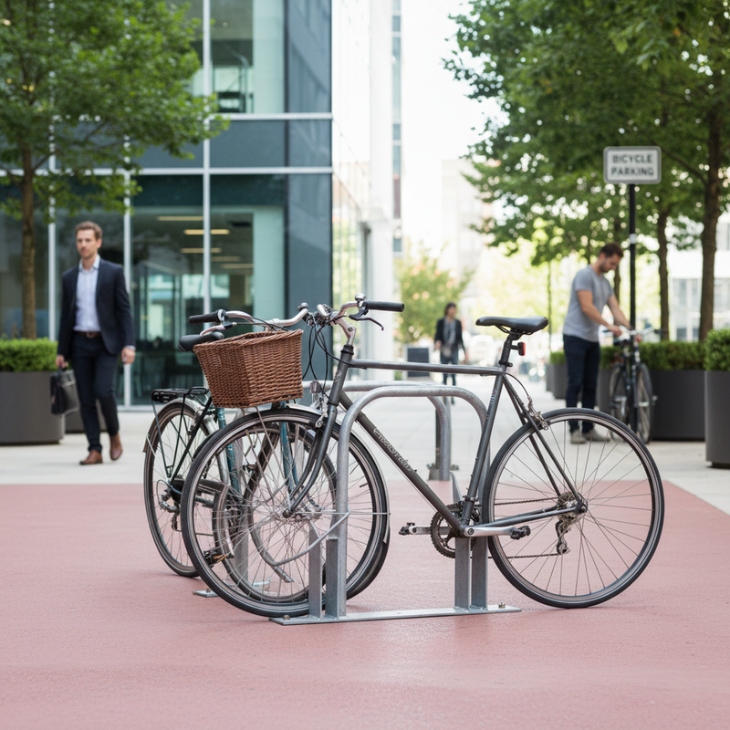 Gray Premium Floor-Fixed Galvanised Steel Cycle Rack for 2 Bicycles