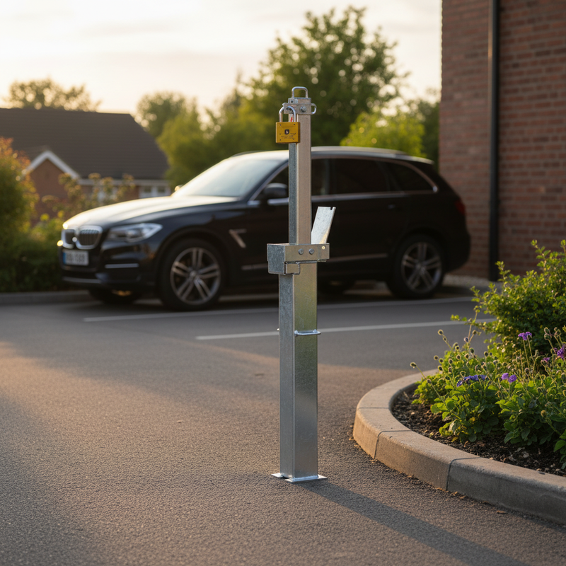 Dark Slate Gray Premium Square Retractable Galvanised Steel Padlockable Post - 745mm