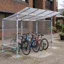 Aluminium 5-Space Open Cycle Shelter with Polycarbonate Roof